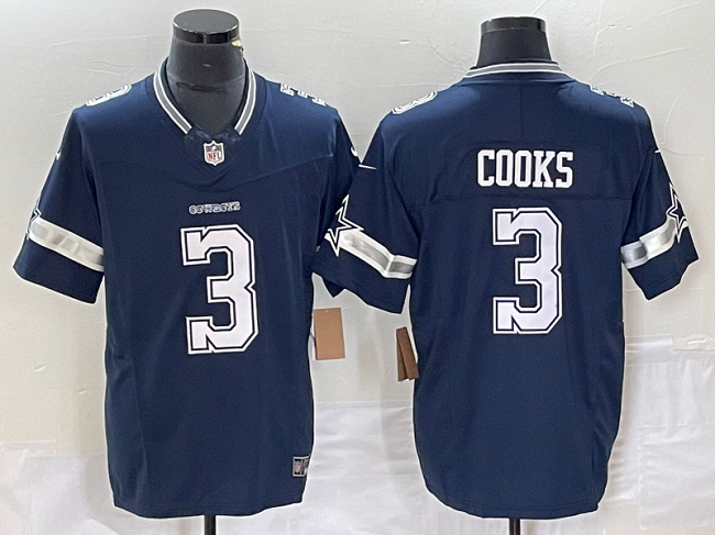 Men's Dallas Cowboys #3 Brandin Cooks Navy 2023 F.U.S.E. Limited Stitched Football Jersey